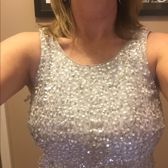 WHBM Metallic silver sequin dress - Picture 6 of 8